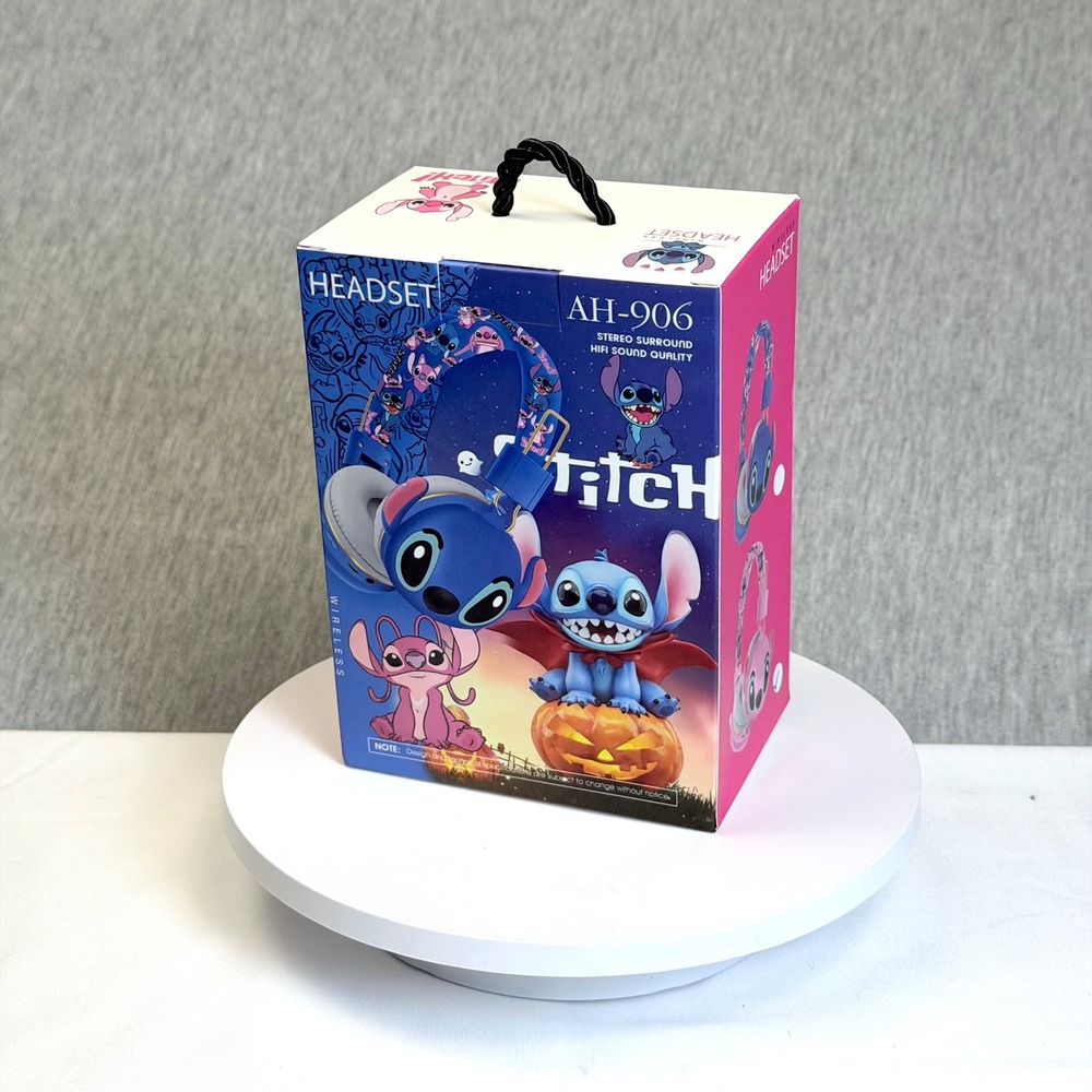 Disney Stitch Angel Wireless Headset AH-906 Pink Bluetooth Headphones New